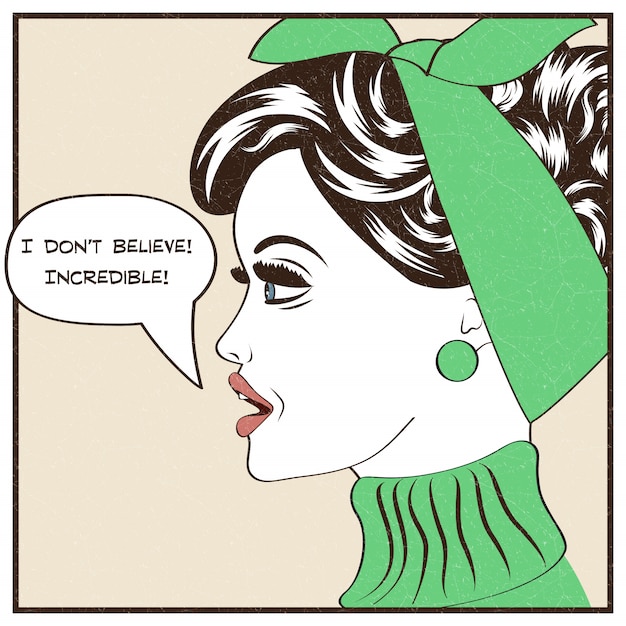 Pop Art illustration of girl with the speech bubble