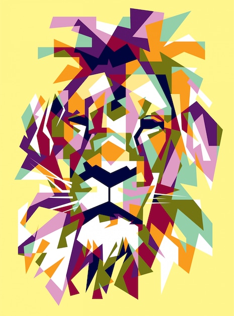 Pop art illustration head of lion