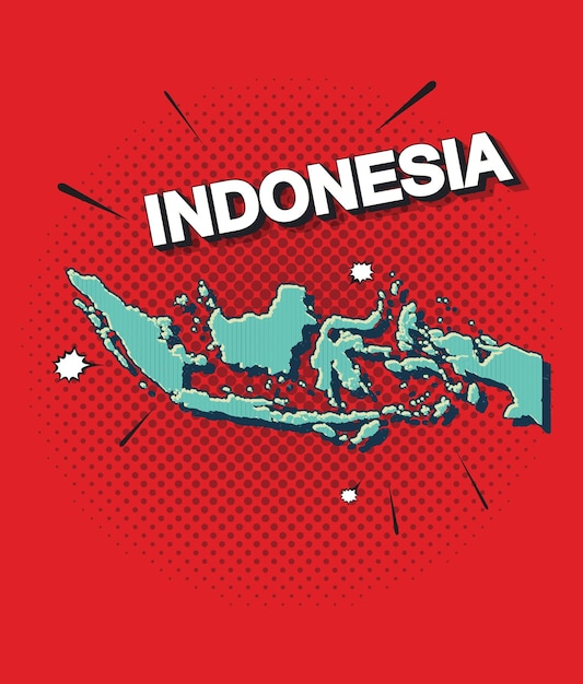 Pop art map of indonesia