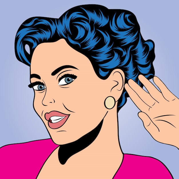 pop art retro woman in comics style