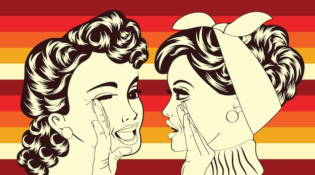 pop art retro women in comics style that gossip