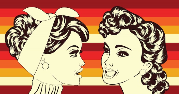 pop art retro women in comics style that gossip