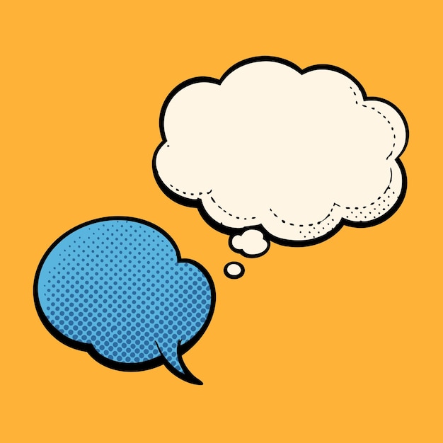 Pop art speech bubble with dots on yellow background