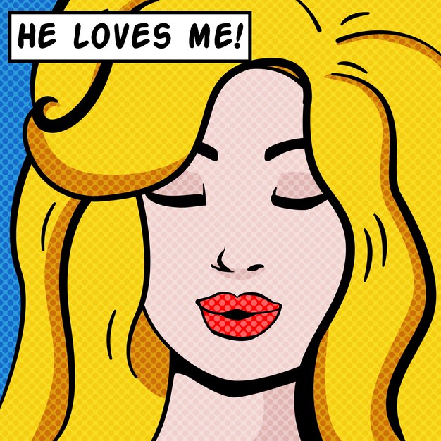 Pop art woman thinking about love