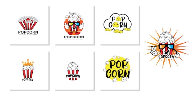 Pop corn logo icon vector explode cinema snacks concept illustration