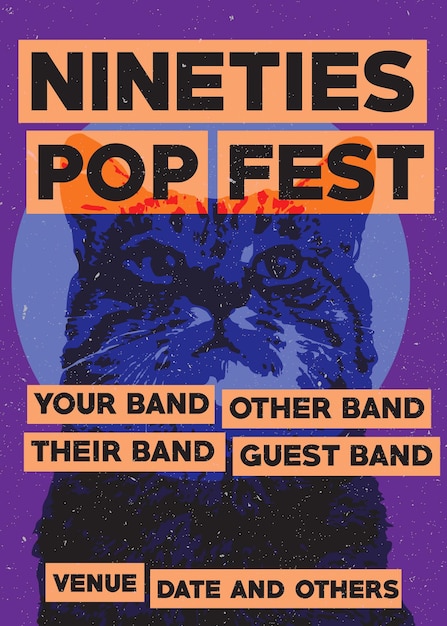 pop festival or fest gig or gigs poster brochure or pamphlet for band or event nineties 90s