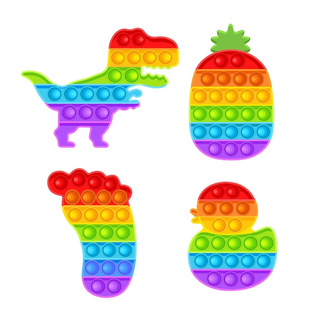 Pop This is a set of fidgets Antistress Toy icon trendy toy Dinosaur and pineapple