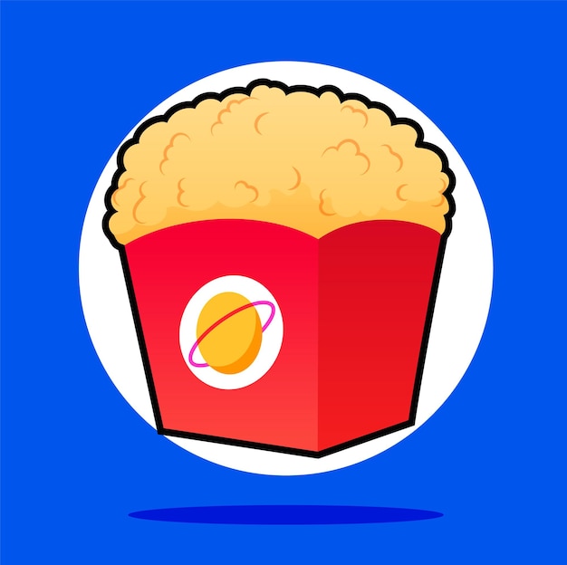 Popcorn bucket cartoon icon illustration