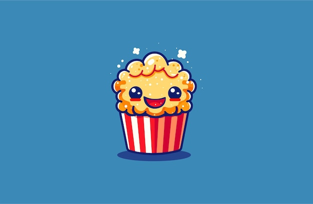 Vector popcorn cute mascot style logo design