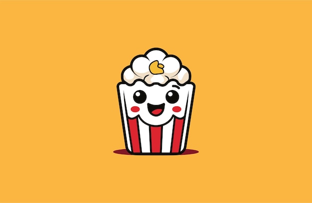 Vector popcorn cute mascot style logo design