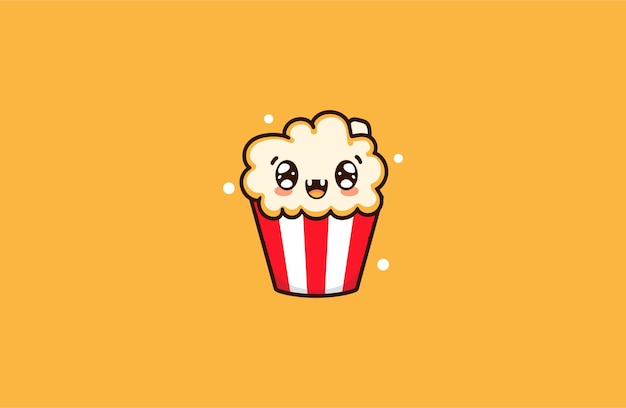 Popcorn Cute mascot style logo design