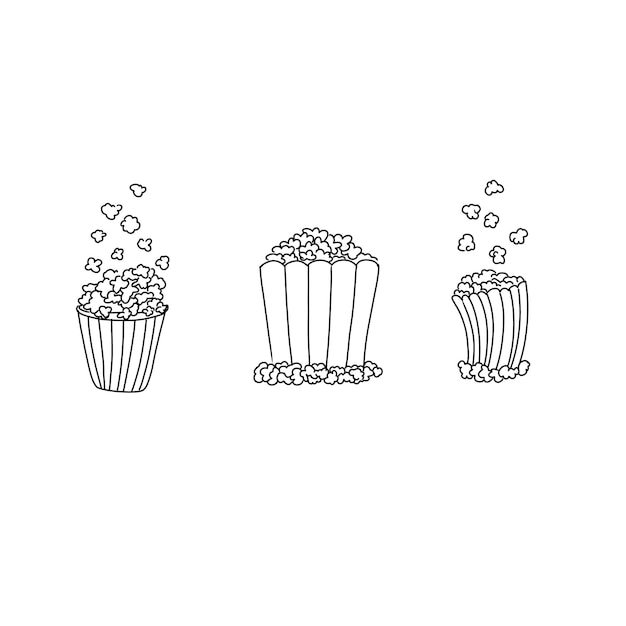 popcorn hand drawn doodle illustrations vector set