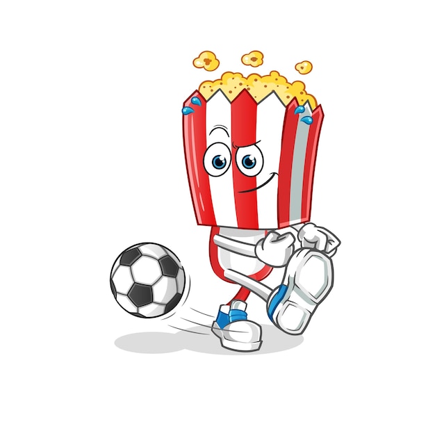 Popcorn head cartoon kicking the ball cartoon mascot vector