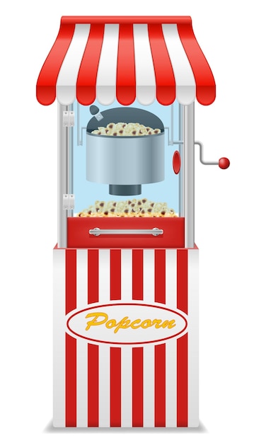 Vector popcorn making machine sweet snack vector illustration