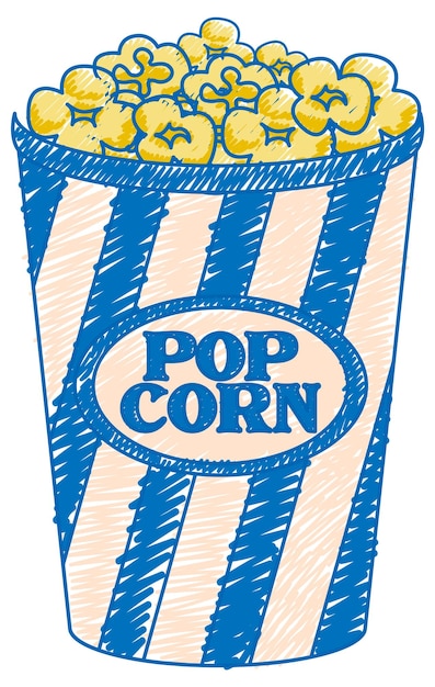 Vector popcorn pencil colour child scribble style