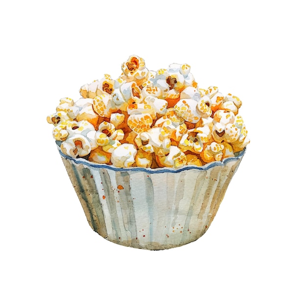 popcorn vector illustration in watercolor style