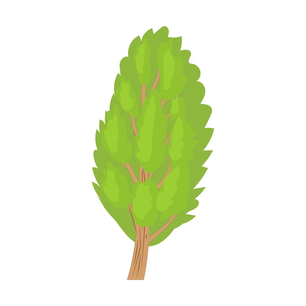 Poplar tree icon in cartoon style on a white background