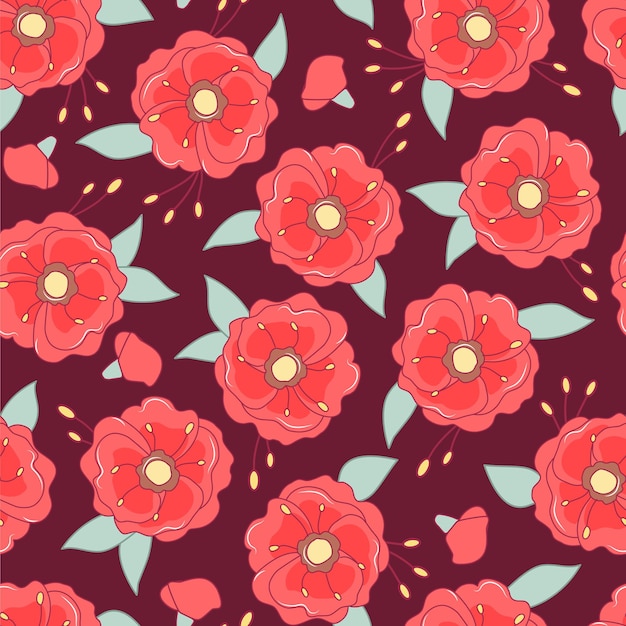 poppies seamless pattern. colorful floral background. 