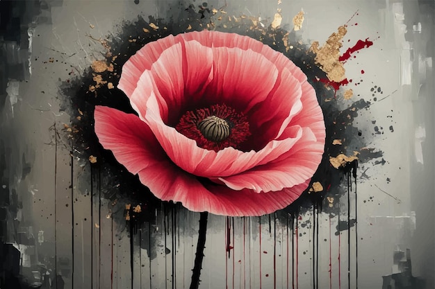 a poppy with a black background and a black background with a red flower