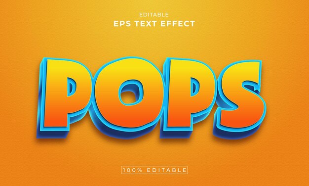 Pops editable 3d text effect premium vector