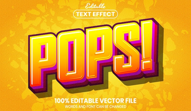 Pops text, font style editable text effect