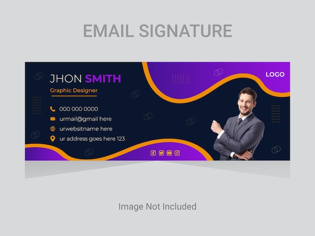 Popular Email Signature design template. Easy Customizable email signature design layout.