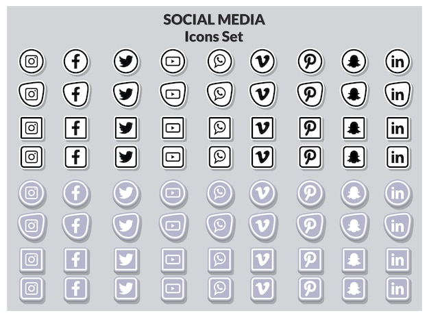 Popular social media icons set.