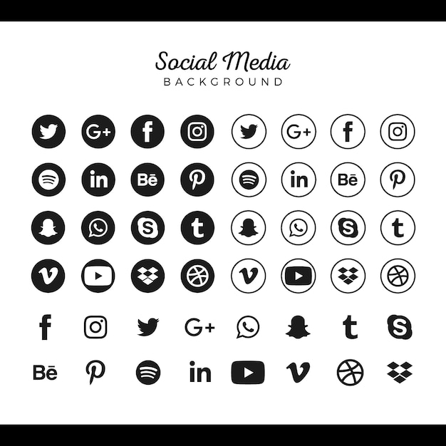 Vector popular social media logo collection