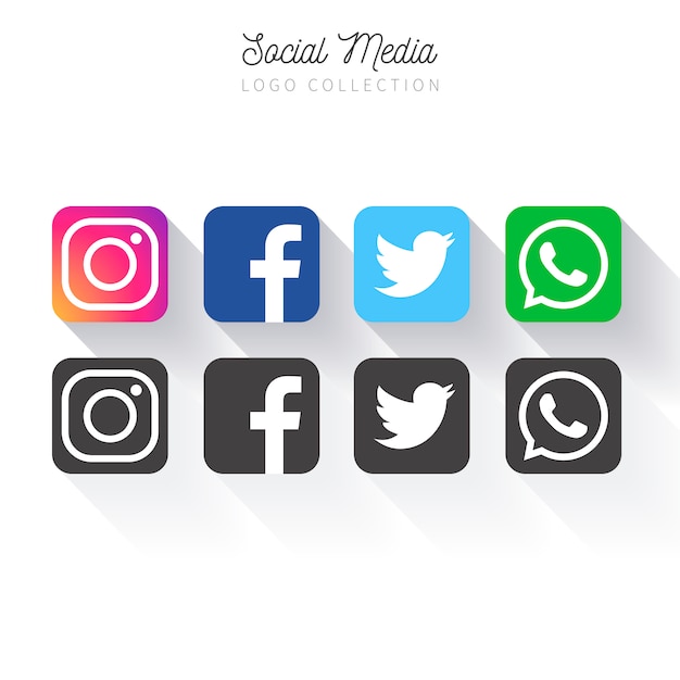 Vector popular social media logo collection