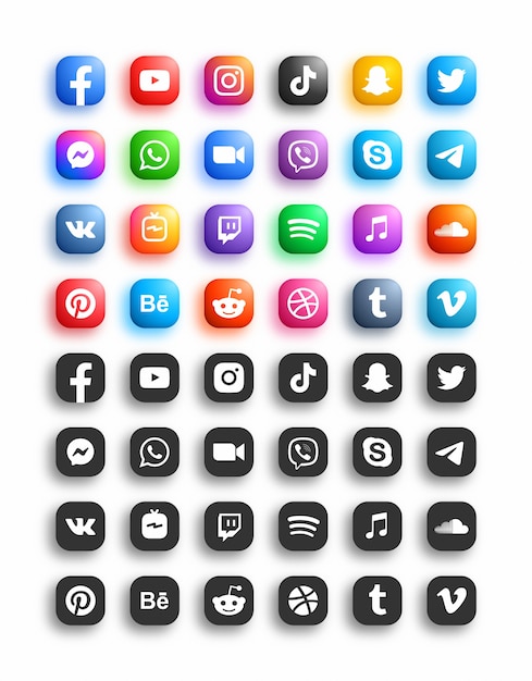 Popular Social Media Network Modern Rounded Icons Set