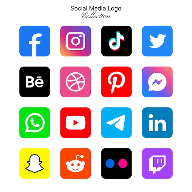 Popular social network logo icons facebook instagram youtube pinterest and etc logo icons