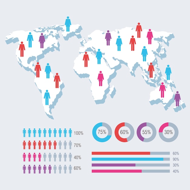 Vector population infographic in planet