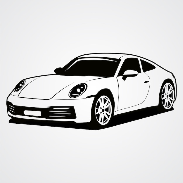 Porcshe 911 Vector Sports Car Silhouette