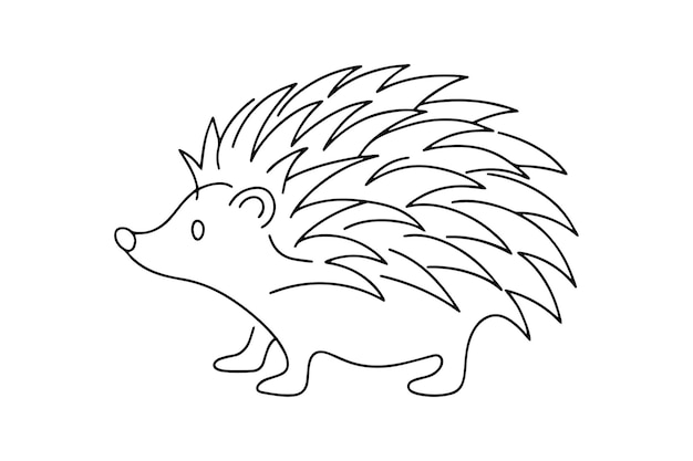 Vector porcupine continuous line art vector illustration on white background