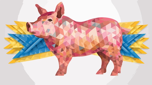 Pork Award Ribbon Model with Triangle Mosaic Mesh