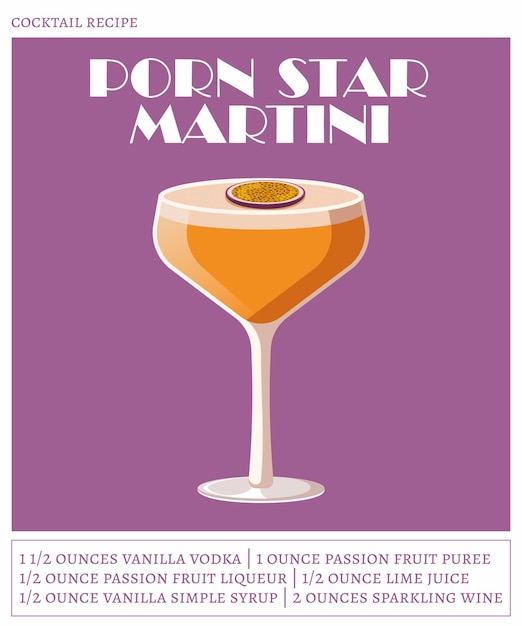 Vector porn star martini recipe poster