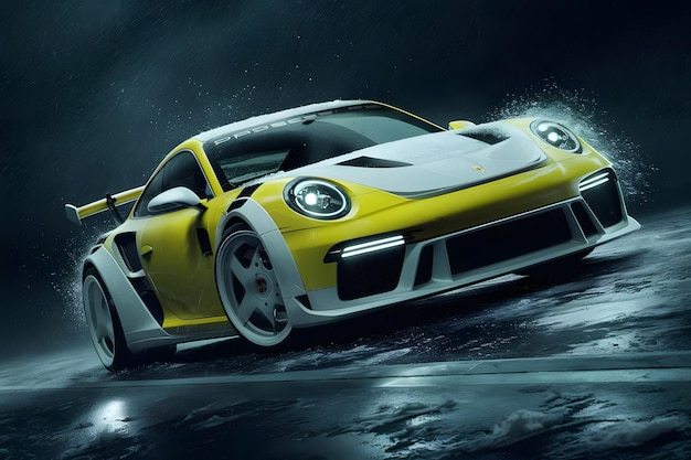 Vector porsche 911 gt2 rs sports car at at international motor show