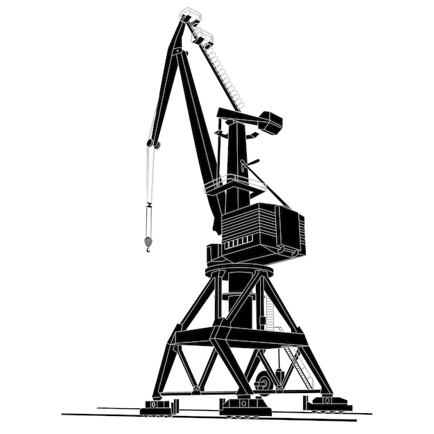 Port cargo crane silhouette Isolated vector for design Vector illustration