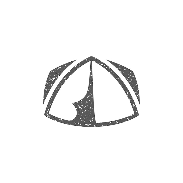 Portable camping tent icon in grunge texture vector illustration