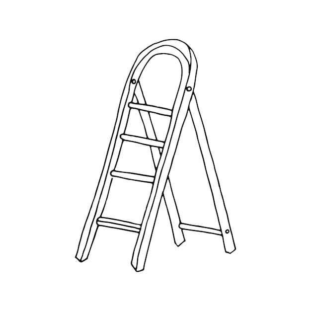 Portable stepladder folding ladder Doodle Vector illustration Hand drawn Outline