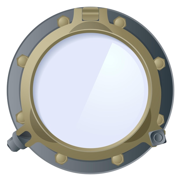 Porthole glass Submarine window Futuristic metal frame