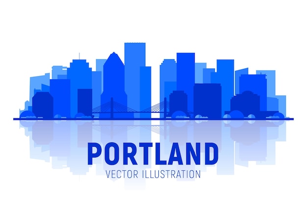 Portland Oregon USA skyline silhouette background Vector Illustration Business travel and tourism concept with modern buildings Image for presentation banner placard and web site