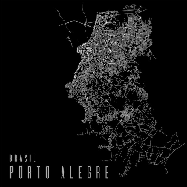 Porto Alegre city vector map poster Brazil municipality square linear street map administrative municipal area