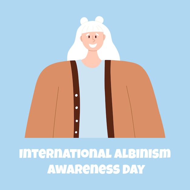 Portrait of an albino woman Vector illustration of a woman with albinism International Albinism Awareness Day Albinism Genetic rare disorder