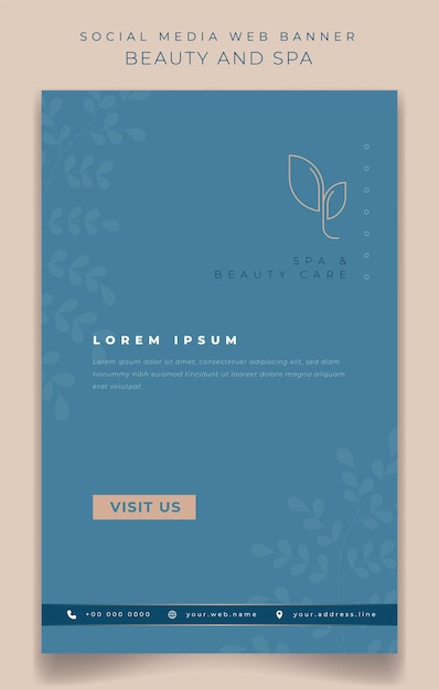 Portrait banner design in feminine blue background design for beauty care design