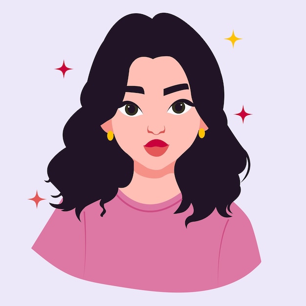 Portrait of a beautiful girl. Fashion and beauty. Bright vector illustration in flat style.