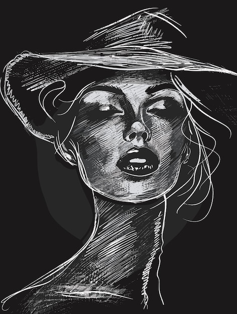 Vector portrait of a beautiful girl in a hat vector illustration