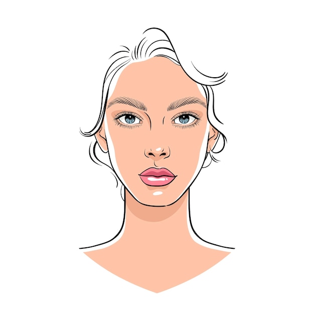 Portrait of beautiful girl Vector illustration