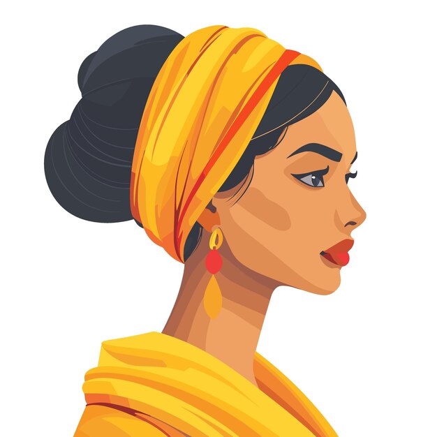 Vector portrait of a beautiful indian woman with a turban vector illustration