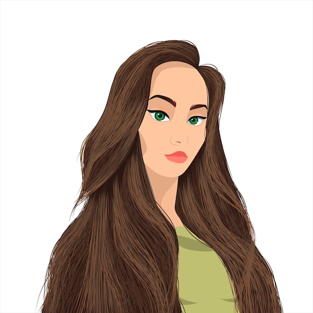 Portrait of beautiful vector brunette girl